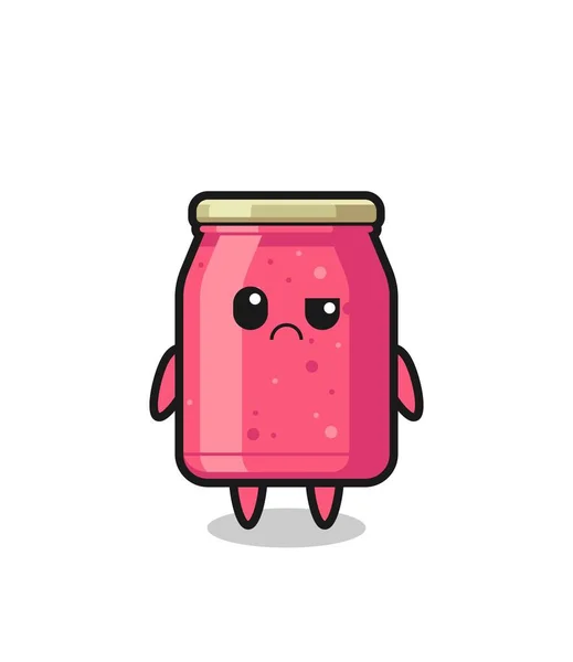 Mascot Strawberry Jam Sceptical Face Cute Design — Stock Vector