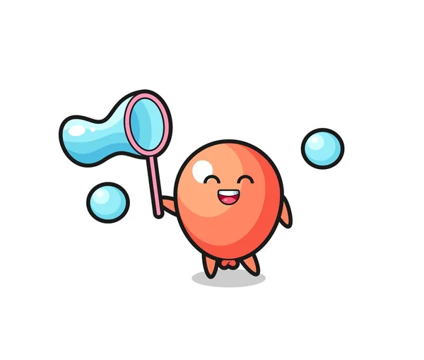 Šťastný Balón Karikatura Hrát Mýdlo Bublina Roztomilý Design — Stockový vektor