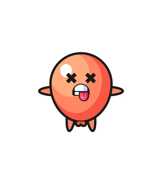 Character Cute Balloon Dead Pose Cute Design — Stock Vector