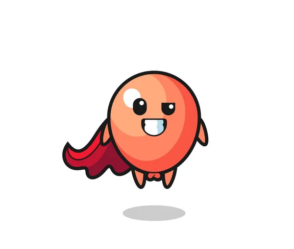 Personaje Lindo Globo Como Superhéroe Volador Lindo Diseño — Vector de stock