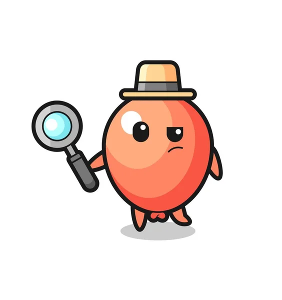 Balloon Detective Character Analyzing Case Cute Design — Stock Vector