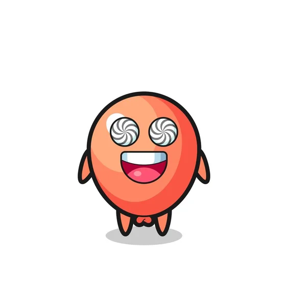 Cute Balloon Character Hypnotized Eyes Cute Design — Stock Vector
