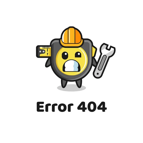 Error 404 Con Mascota Linda Cinta Métrica Lindo Diseño — Vector de stock