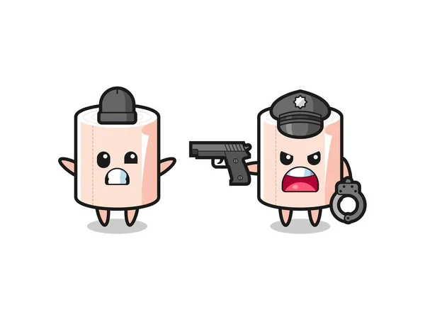 警察に捕まった手で組織ロール強盗のイラストかわいいデザイン — ストックベクタ