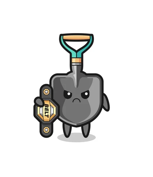 Personagem Mascote Como Lutador Mma Com Cinto Campeão Design Bonito —  Vetores de Stock