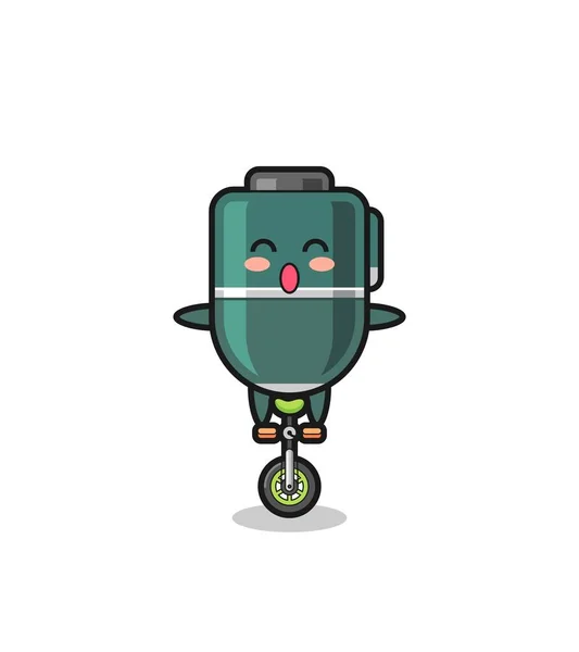 Personnage Balle Mignon Est Monté Sur Vélo Cirque Design Mignon — Image vectorielle