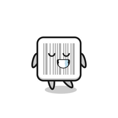 Utangaç bir ifadeyle barkod çizgi film çizimi, şirin bir tasarım.