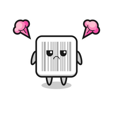 Sevimli barkod çizgi film karakterinin rahatsız edici ifadesi, şirin tasarım