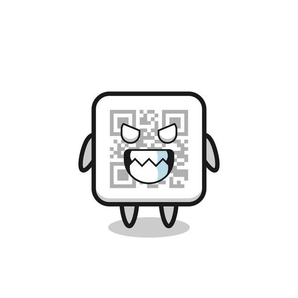 Qr代码的邪恶表达可爱的吉祥物人物 可爱的设计 — 图库矢量图片