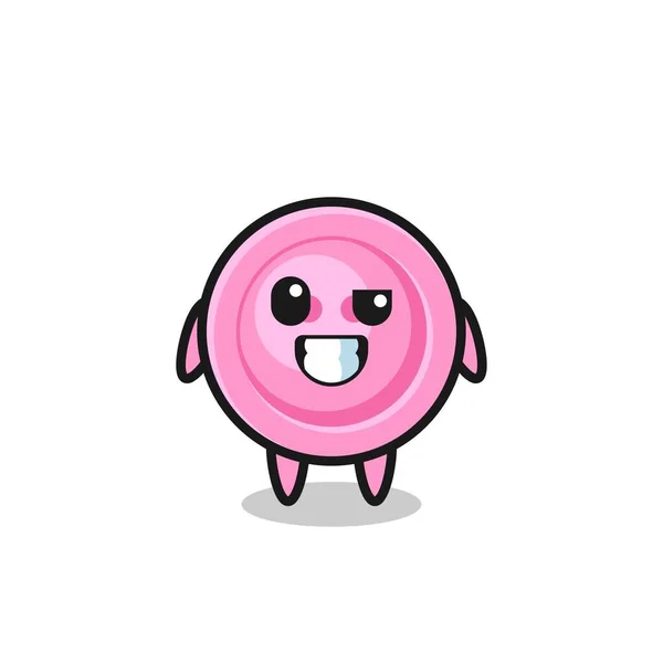 Cute Clothing Button Mascot Optimistic Face Cute Design — Stock Vector