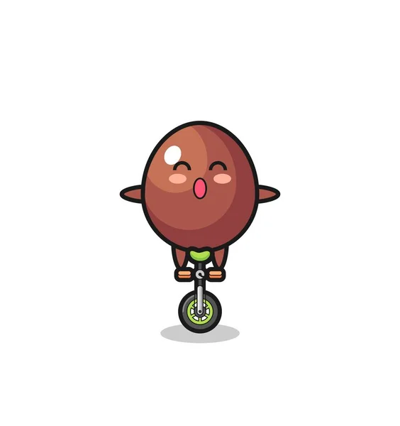 Personagem Ovo Chocolate Bonito Está Montando Uma Bicicleta Circo Design —  Vetores de Stock