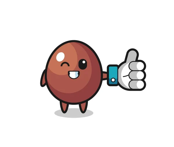 Мило Шоколадное Яйцо Социальными Медиа Большой Палец Вверх Символ Милый — стоковый вектор