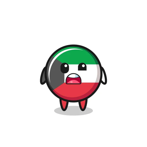 Zszokowana Twarz Maskotki Cute Kuwait Flag Ładny Design — Wektor stockowy