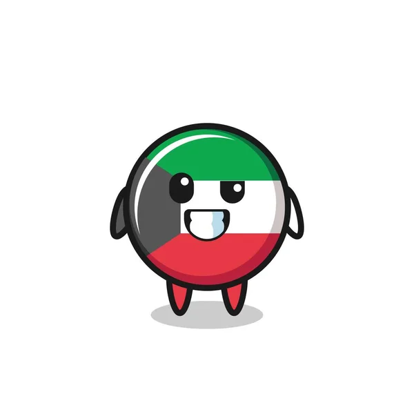 Roztomilý Maskot Kuvajtské Vlajky Optimistickým Obličejem Roztomilý Design — Stockový vektor