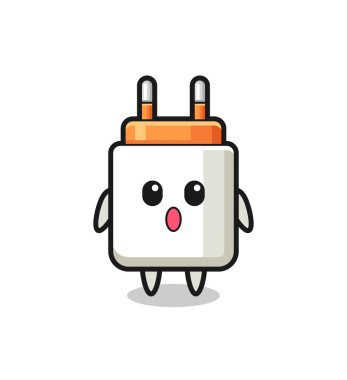 Güç adaptörü çizgi filminin şaşırtıcı ifadesi, şirin tasarım.