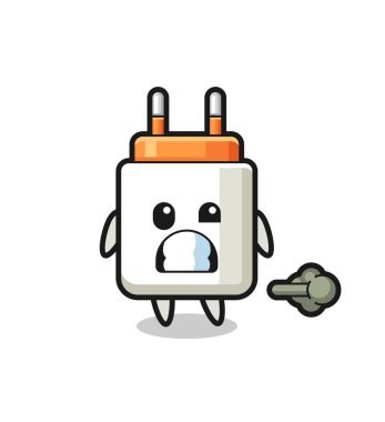 Güç adaptörü çizgi filminin osuruk taklidi çizimi, şirin tasarım.