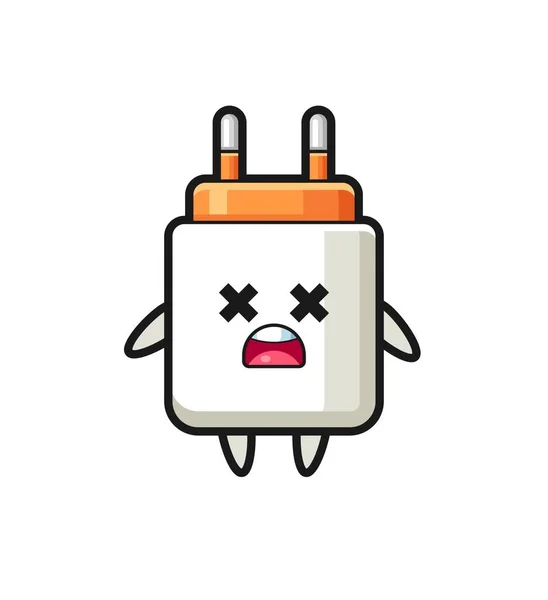 Dode Power Adapter Mascotte Karakter Schattig Ontwerp — Stockvector