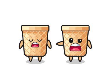 İki tatlı waffle külahı karakteri arasındaki tartışmanın gösterimi, şirin tasarım