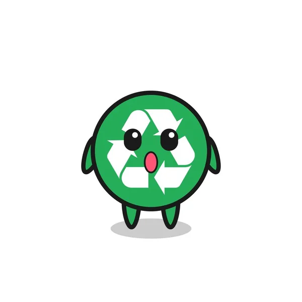 Der Erstaunte Ausdruck Des Recycling Cartoons Niedliches Design — Stockvektor
