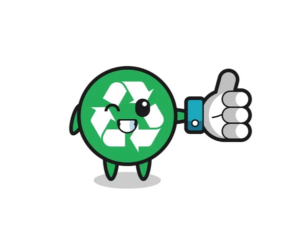 Niedliches Recycling Mit Social Media Daumen Hoch Symbol Niedliches Design — Stockvektor