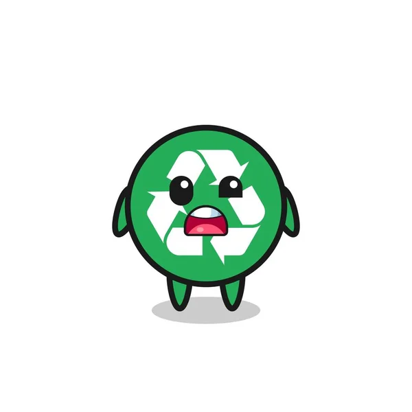 Das Geschockte Gesicht Des Niedlichen Recycling Maskottchens Niedliches Design — Stockvektor