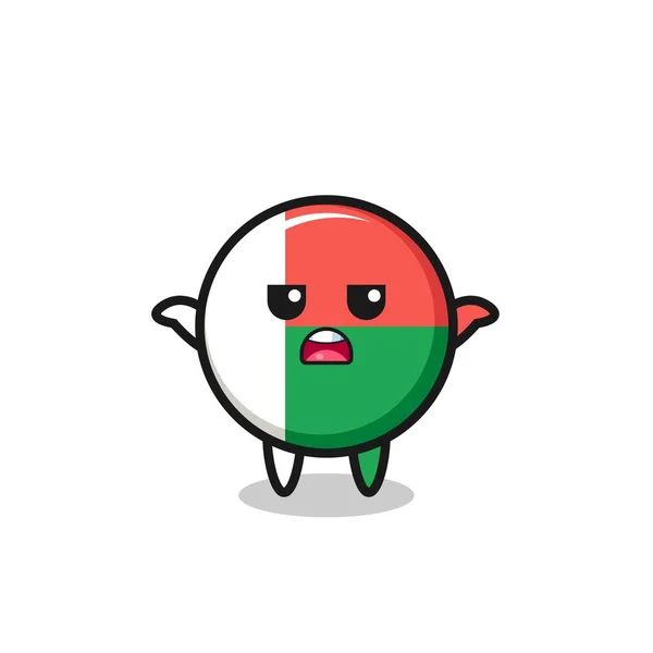 Madagascar Bandeira Mascote Personagem Dizendo Que Não Sei Design Bonito —  Vetores de Stock