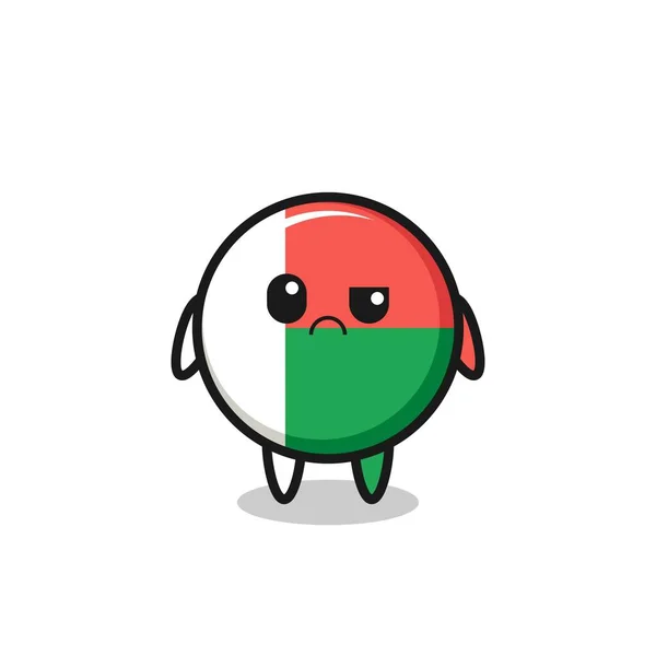 Mascot Madagascar Flag Sceptical Face Cute Design — Stock Vector