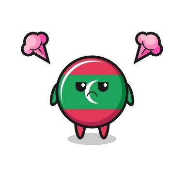 Sevimli maldivlerin rahatsız edici ifadesi bayrak çizgi film karakteri, şirin tasarım