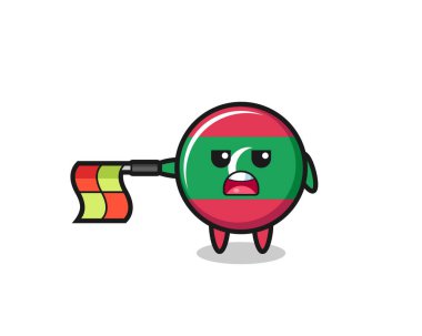 Maldivler bayrak karakteri çizgi hakemi olarak bayrağı yatay olarak düz tut, şirin tasarım