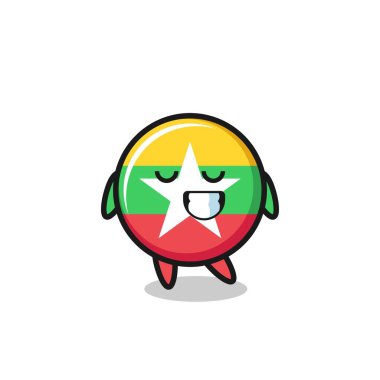 Myanmar bayrak karikatür çizimi utangaç bir ifade, şirin bir tasarım