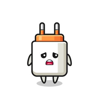 Güç adaptörü çizgi filminin hayal kırıklığına uğramış ifadesi, şirin tasarım