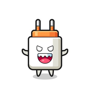Şeytani güç adaptörü maskotu karakteri, şirin tasarım.