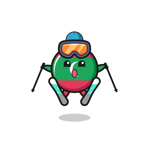 Personagem Mascote Bandeira Maldivas Como Jogador Esqui Design Bonito —  Vetores de Stock