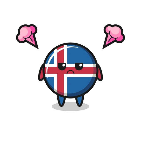 Annoyed Expression Cute Iceland Flag Cartoon Character Cute Design — Stock Vector