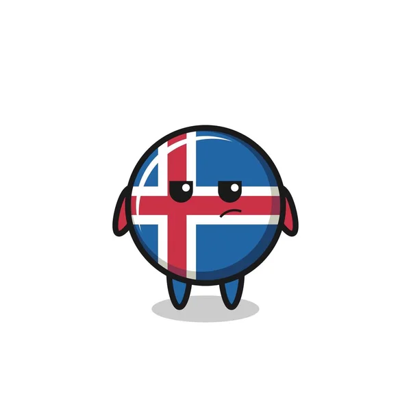 Carino Iceland Flag Personaggio Con Espressione Sospetta Design Carino — Vettoriale Stock