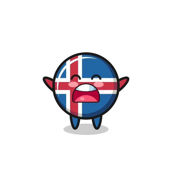 Cute Iceland Flag Mascot Yawn Expression Cute Design — Stock Vector
