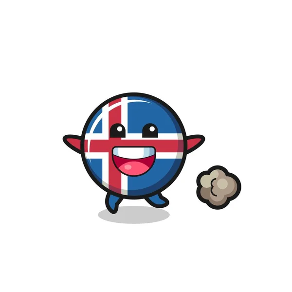 Happy Iceland Flag Cartoon Running Pose Cute Design — Stock Vector