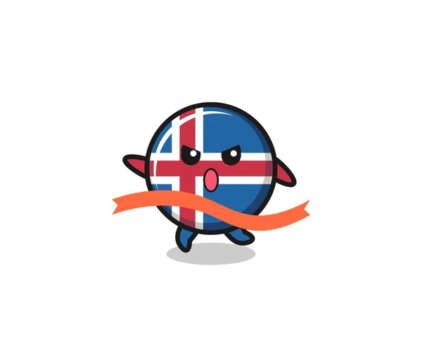 Мила Іграшка Прапора Iceland Досягає Обробки Милий Дизайн — стоковий вектор