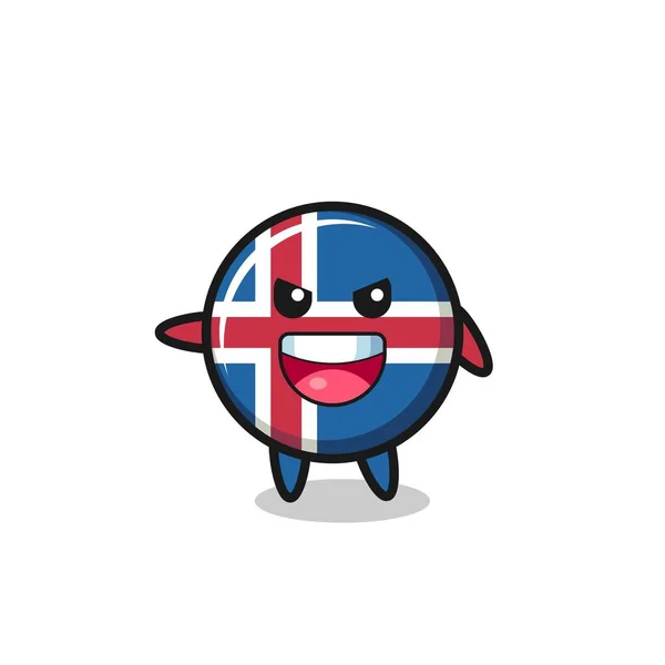 Iceland Bandiera Cartone Animato Con Posa Molto Eccitato Design Carino — Vettoriale Stock