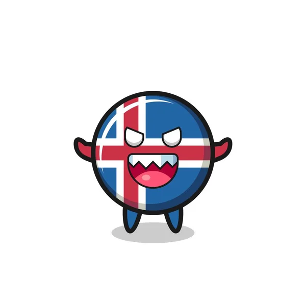 Illustration Evil Iceland Flag Mascot Character Cute Design — Stock Vector