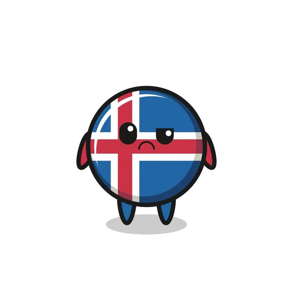 Mascot Iceland Flag Sceptical Face Cute Design — Stock Vector