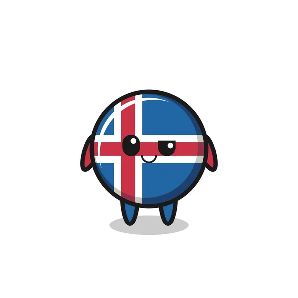 Iceland Bandera Dibujos Animados Con Una Expresión Arrogante Lindo Diseño — Archivo Imágenes Vectoriales