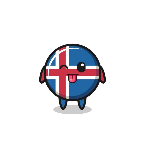 Cute Iceland Flag Character Sweet Expression While Sticking Out Her — Stock Vector