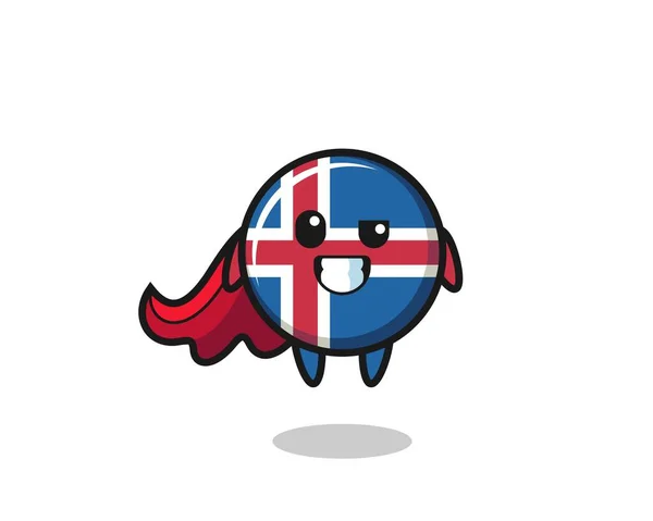 Cute Iceland Flag Character Flying Superhero Cute Design — Stock Vector
