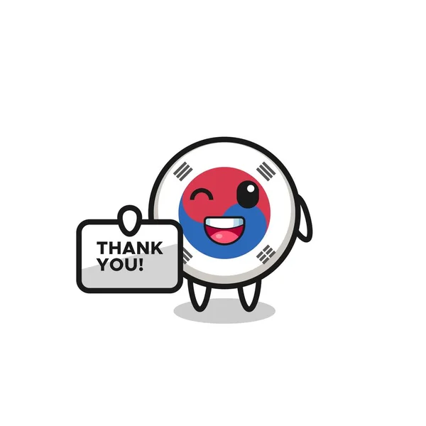 Mascota Bandera Corea Del Sur Sosteniendo Una Pancarta Que Dice — Archivo Imágenes Vectoriales