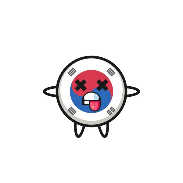 Caractère Drapeau Mignon Corée Sud Avec Pose Morte Design Mignon — Image vectorielle