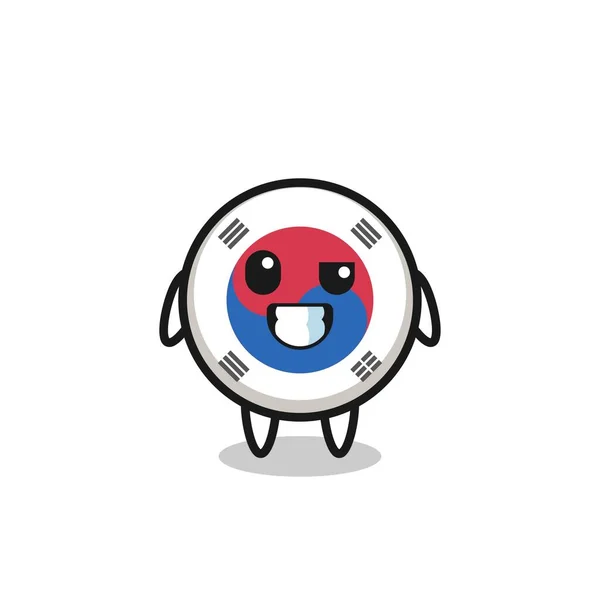 Mignonne Mascotte Drapeau Corée Sud Avec Visage Optimiste Design Mignon — Image vectorielle