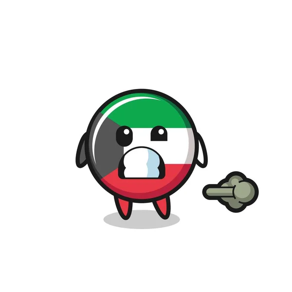 Ilustración Bandera Kuwait Dibujos Animados Haciendo Pedo Lindo Diseño — Vector de stock