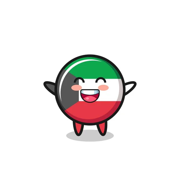 Šťastný Baby Kuvajt Vlajka Karikatura Charakter Roztomilý Design — Stockový vektor