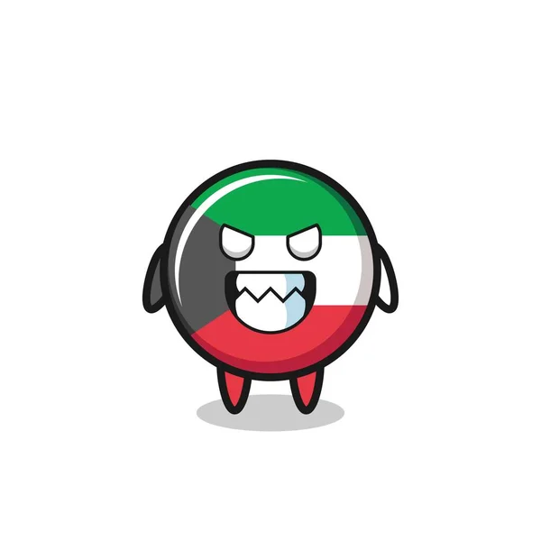 Zlý Výraz Kuvajtské Vlajky Roztomilý Maskot Charakter Roztomilý Design — Stockový vektor